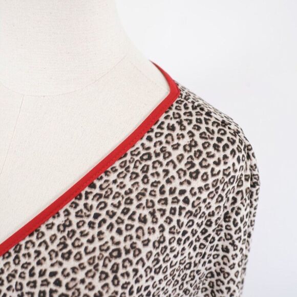 Coco Bianco Kimono Flutter Sleeve Cheetah Print‎ Brown Blouse Large Polyester - Picture 4 of 9